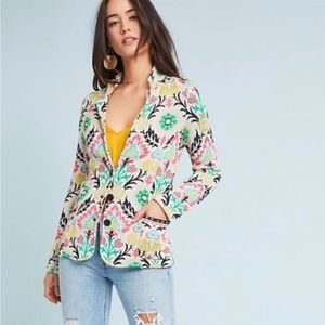 Anthropologie Aldomartins Womens M Floral Intarsia Knit Sweater Blazer (NWOT)